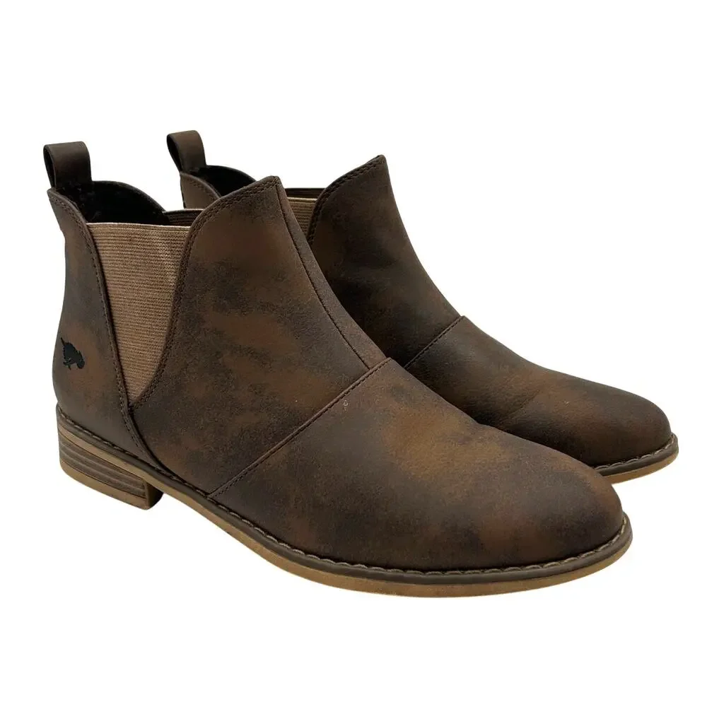 Rocket Dog Maylon Brown Faux Leather Chelsea Ankle Boots 8.5 EU 39 Pull On Fall